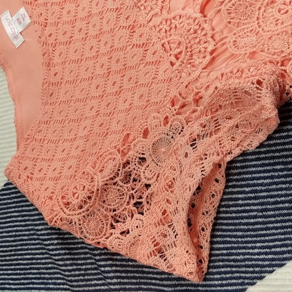 Floral Peach Crochet Mini Dress - Picture 2 of 14